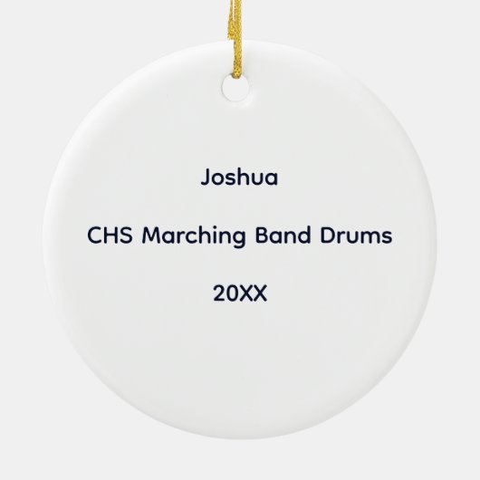 Drums Marching Band Cat Navy Blue Red Personalize Keramisch Ornament (Achterkant)