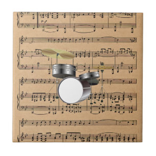 Drums met achtergrond voor vel muziek tegeltje