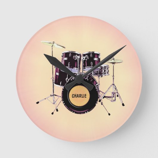Drums met jouw naam wandklok (Voorkant)