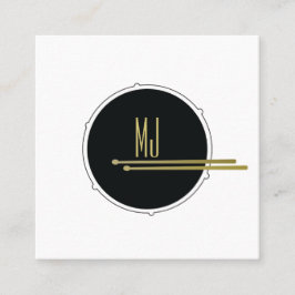 Drums minimalistisch modern | Drummer Simple Black Vierkante Visitekaartje