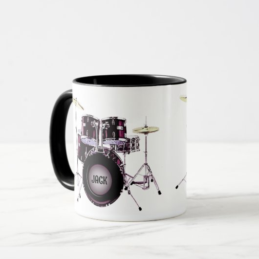 Drums Mok met ýour tekst (Voorkant links)