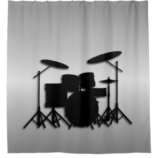 Drums Music Design Silver Shower-gordijn Douchegordijn (Voorkant)