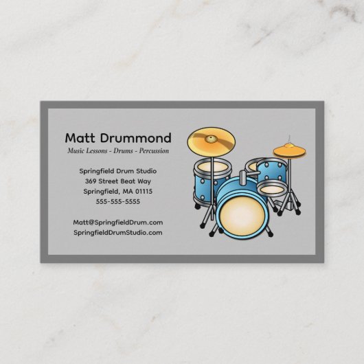 Drums Music Teacher Visitekaartjes | Trommelset (Voorkant)