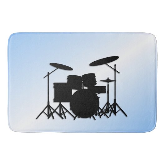 Drums Muziek Ontwerp Blauw Badmat (Voorkant)