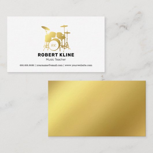 Drums Muziekdocent | gouddrummer Visitekaartje (Voorkant / Achterkant)