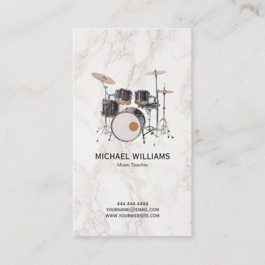 Drums Muziekdocent | Stijlvolle drummer Visitekaartje (Voorkant)