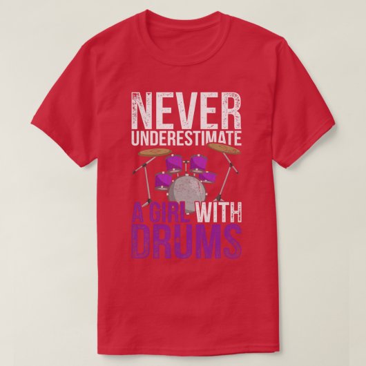 Drums Muziekinstrument Meisje Drummer T-shirt (Design voorkant)