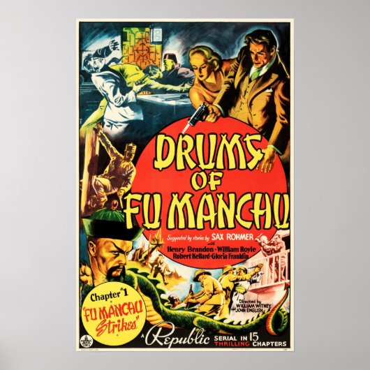 Drums of Fu Manchu Classic Crime Thriller Old Film Poster (Voorkant)
