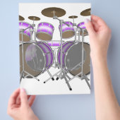 Drums: Paars & Wit Drumstel: 3D Model: Flyer (Hand)