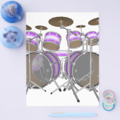 Drums: Paars & Wit Drumstel: 3D Model: Flyer (Enkel)