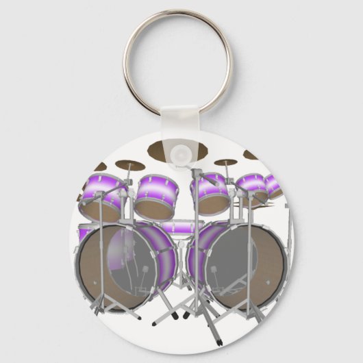 Drums: Paars & Wit Drumstel: 3D Model: Sleutelhanger (Voorkant)