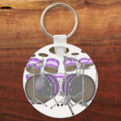 Drums: Paars & Wit Drumstel: 3D Model: Sleutelhanger (Voorkant)