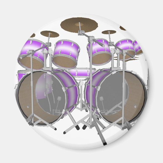 Drums: Paarse & witte drumkit: 3D-model: Magneet (Voorkant)