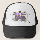 Drums: Paarse & witte drumkit: 3D-model: Trucker Pet (Voorkant)