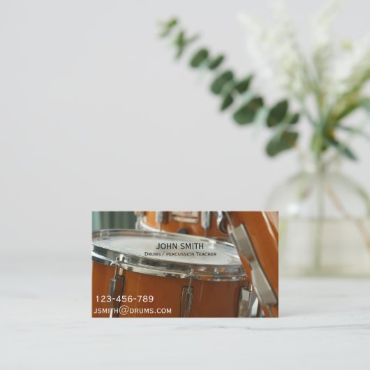 Drums / percussie leraar visitekaartje (Staand voorkant)