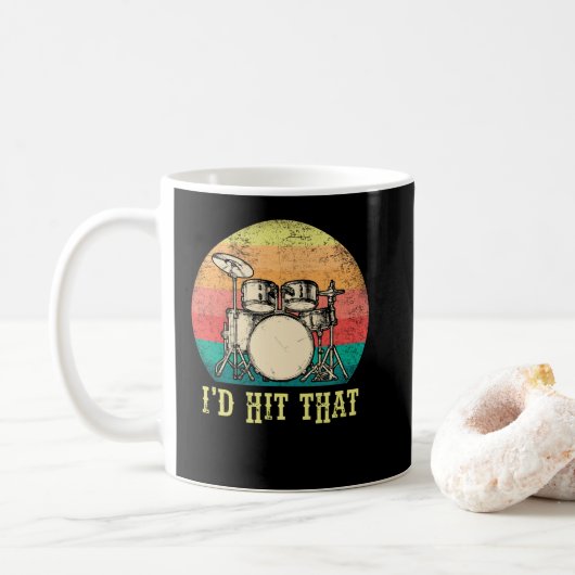  drums Percussion Lover Retro Drummer Gift Koffiemok (Met donut)