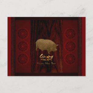 Drums Pig-jaar Vietnamese begroeting Briefkaart