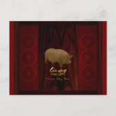Drums Pig-jaar Vietnamese begroeting Briefkaart (Voorkant)