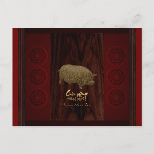 Drums Pig-jaar Vietnamese begroeting Briefkaart (Voorkant)