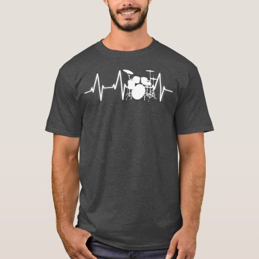 Drums Player Heartbeat Drummer Gift T-shirt (Voorkant)