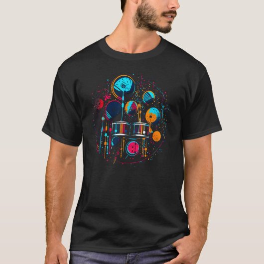 Drums Pop Drummer Bass Drum Kit Kick Symbal Pedaal T-shirt (Voorkant)