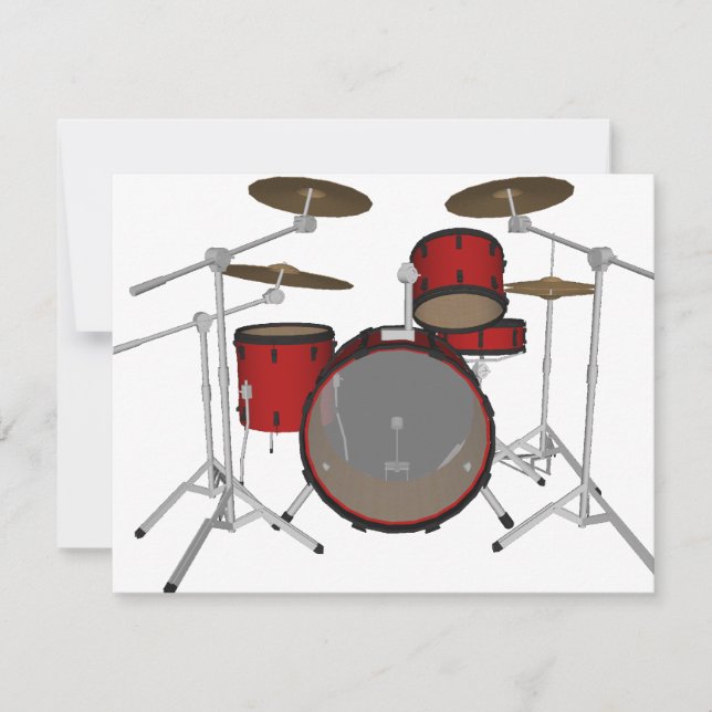 Drums: Red Drum Kit: 3D-model: (Voorkant)