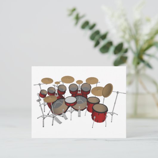 Drums: Red Drum Kit: 3D-model: Briefkaart (Staand voorkant)