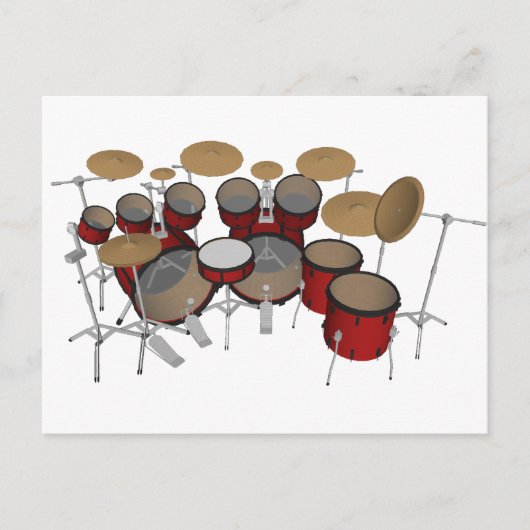 Drums: Red Drum Kit: 3D-model: Briefkaart (Voorkant)