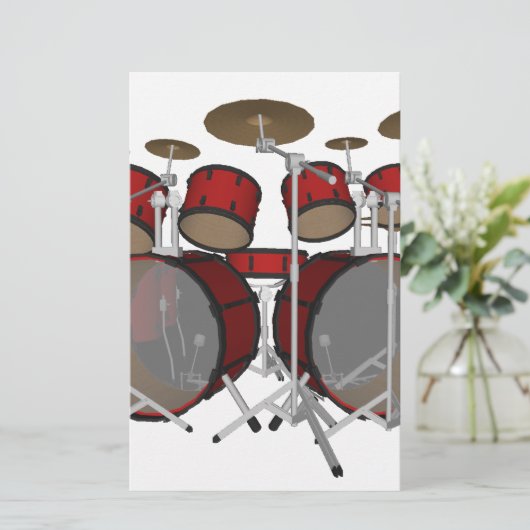 Drums: Red Drum Kit: 3D-model: Briefpapier (Staand voorkant)