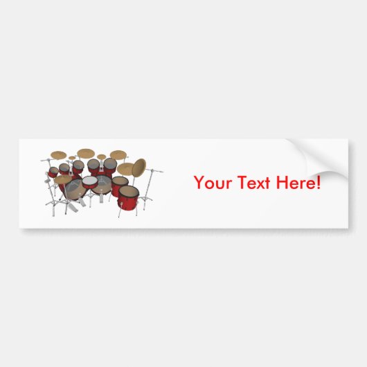 Drums: Red Drum Kit: 3D-model: Bumpersticker (Voorkant)