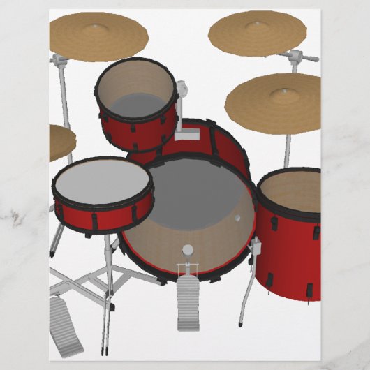 Drums: Red Drum Kit: 3D-model: Flyer (Voorkant)