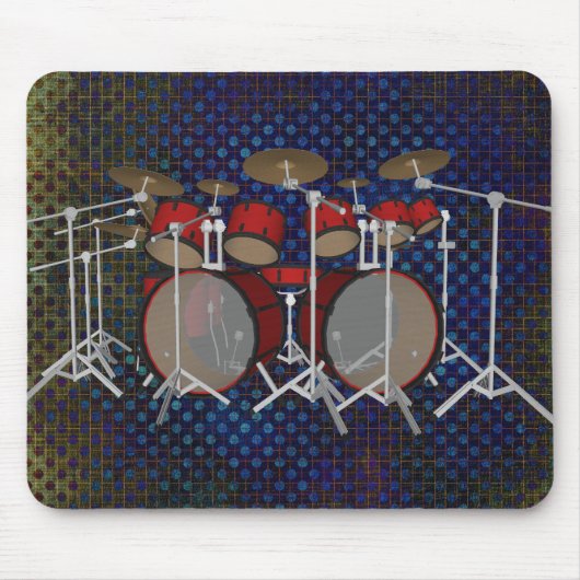 Drums: Red Drum Kit: 3D-model: Mousepad Muismat (Voorkant)