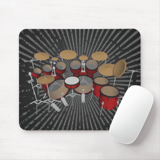 Drums: Red Drum Kit: 3D-model: Mousepad Muismat (Met muis)
