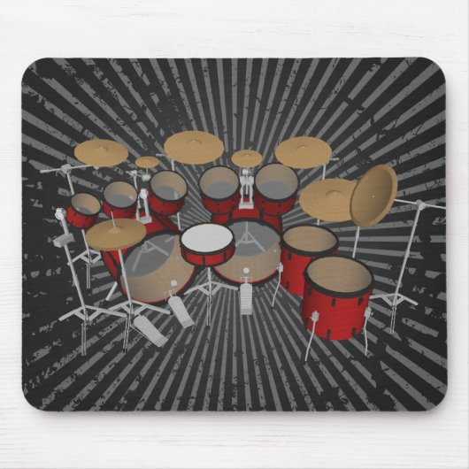 Drums: Red Drum Kit: 3D-model: Mousepad Muismat (Voorkant)