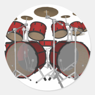 Drums: Red Drum Kit: 3D-model: Ronde Sticker