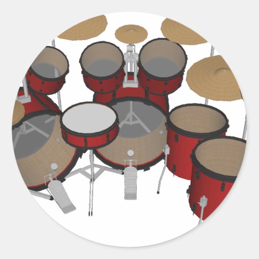Drums: Red Drum Kit: 3D-model: Ronde Sticker (Voorkant)