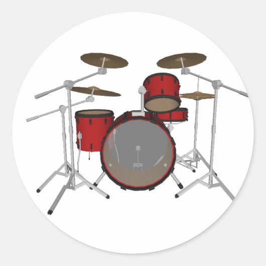 Drums: Red Drum Kit: 3D-model: Ronde Sticker (Voorkant)