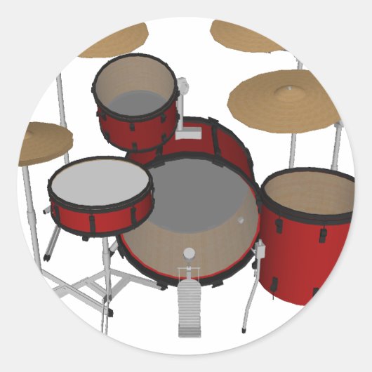 Drums: Red Drum Kit: 3D-model: Ronde Sticker (Voorkant)