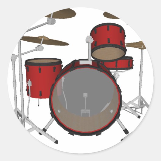 Drums: Red Drum Kit: 3D-model: Ronde Sticker (Voorkant)