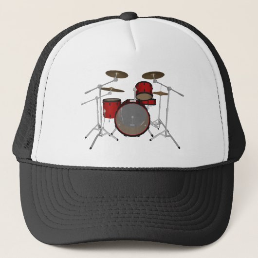 Drums: Red Drum Kit: 3D-model: Trucker Pet (Voorkant)