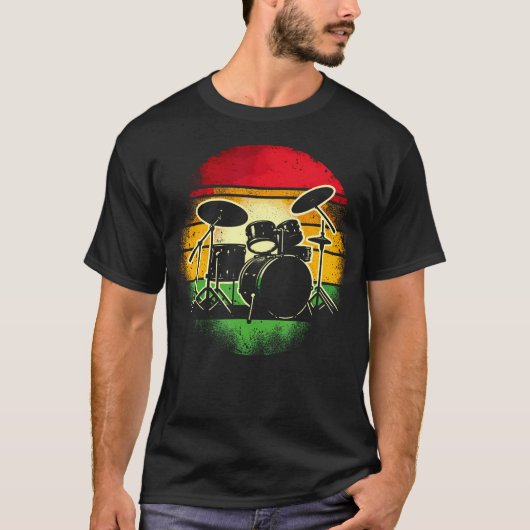 Drums Retro Vintage Drummer Band Drumstel T-shirt (Voorkant)