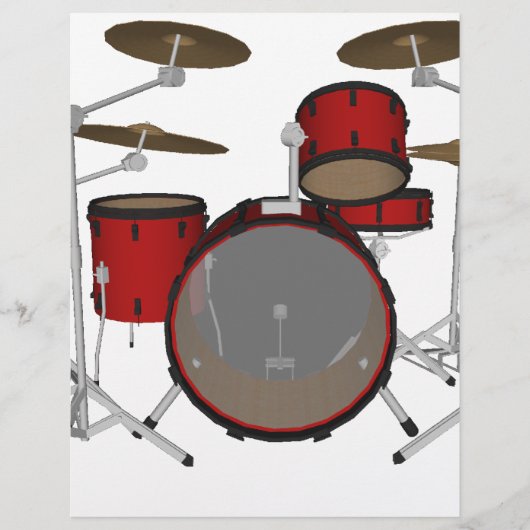 Drums: Rode Drumstel: 3D Model: Flyer (Voorkant)
