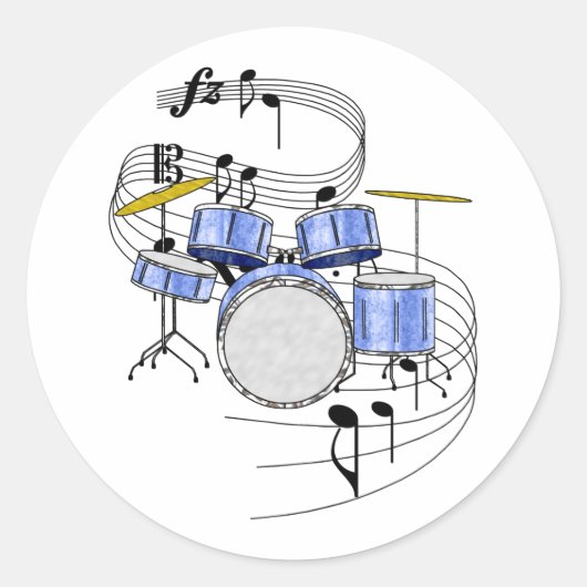 Drums Ronde Sticker (Voorkant)