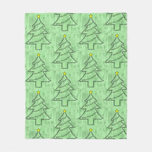 Drums Tekst Kerstboom Fleece Deken (Voorkant)