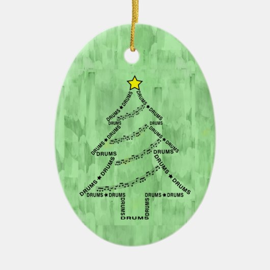 Drums Tekst Kerstboom Keramisch Ornament (Voorkant)