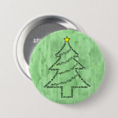 Drums Tekst Kerstboom Ronde Button 7,6 Cm (Voorkant /achterkant)