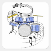 Drums Vierkante Sticker (Voorkant)