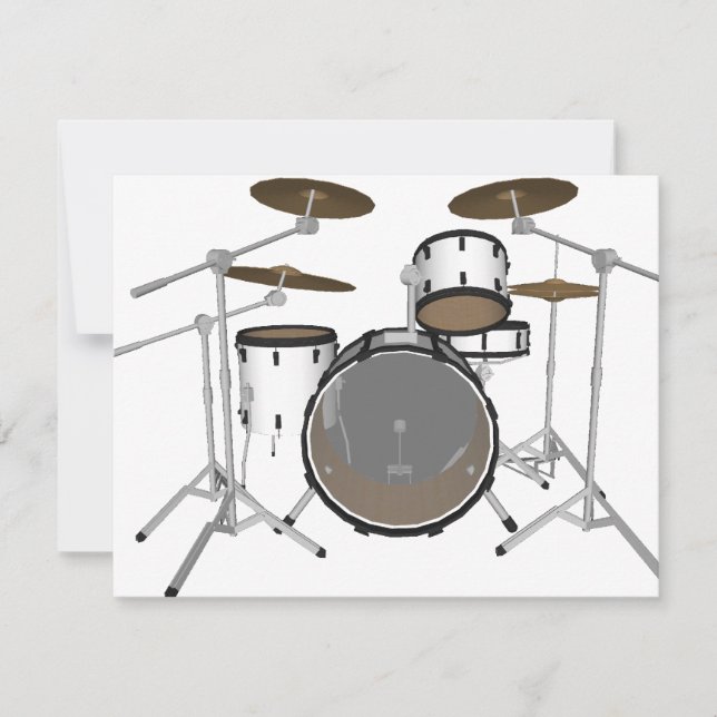 Drums: White drumkit: 3D model: (Voorkant)