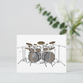 Drums: White drumkit: 3D-model: Briefkaart (Staand voorkant)