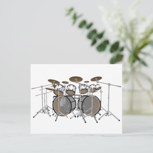 Drums: White drumkit: 3D-model: Briefkaart (Staand voorkant)